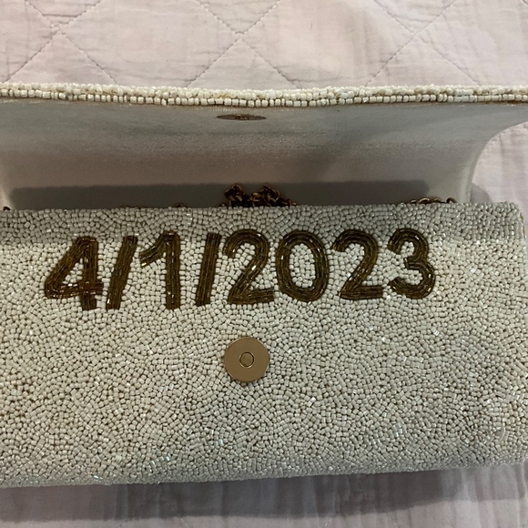 PRETTY ROBES Custom Hand Beaded Clutch Bridal Wedding Bride Bag - Picture 6 of 12